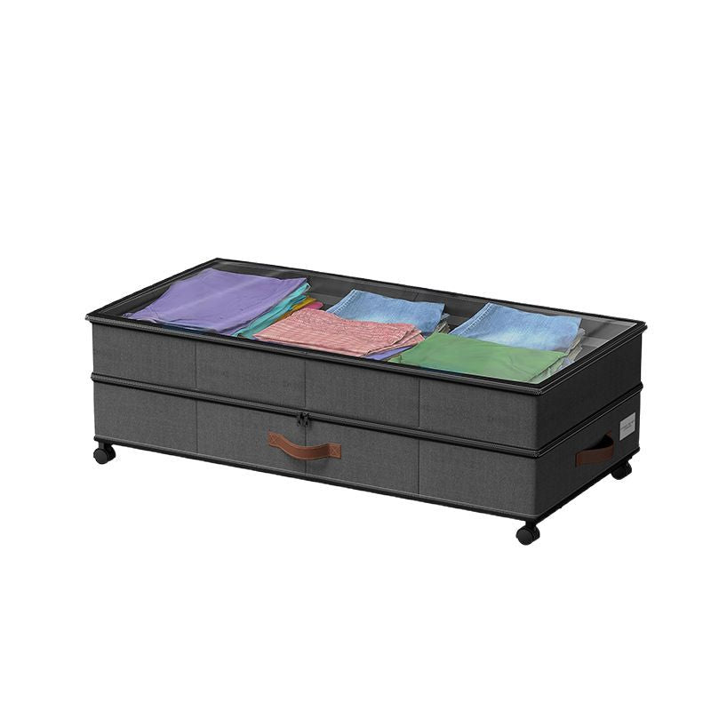 Adjustable-Height Underbed Storage Box with Wheels – Foldable Clothes Organizer with Clear Top